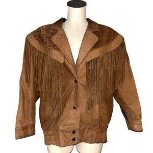 Comint Made in Argentina Vintage Women's Fringe Leather Jacket size M Western